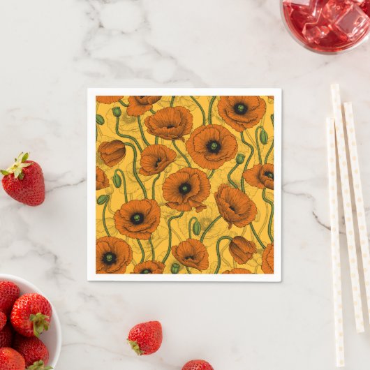 Serviette En Papier Poppies orange (En situation)