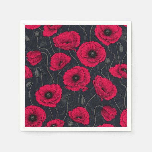 Serviette En Papier Poppies rouges (Devant)