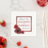 Serviette En Papier Poppies rouges et Mariage de Burlap (En situation)