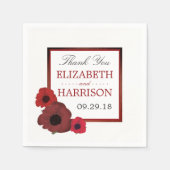 Serviette En Papier Poppies rouges et Mariage de Burlap (Devant)