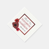 Serviette En Papier Poppies rouges et Mariage de Burlap (Coin)