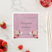 Serviette En Papier Poppies Rouges Et Roses (En situation)