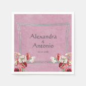 Serviette En Papier Poppies Rouges Et Roses (Devant)