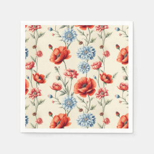 Serviette En Papier Poppy et Dahlia