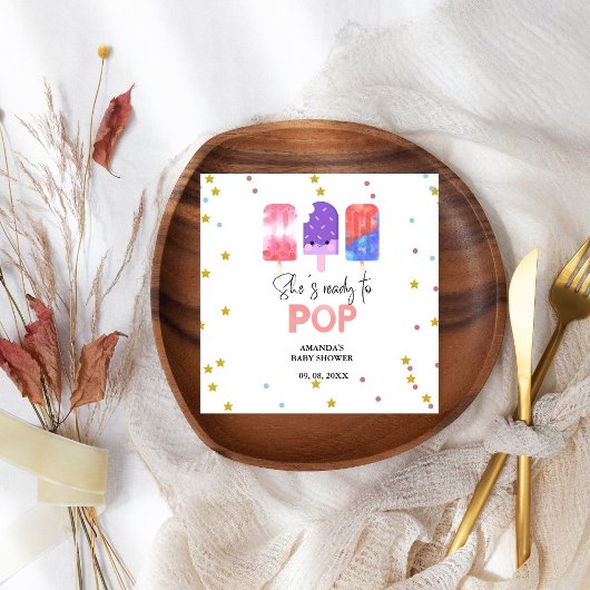 Serviette En Papier Popsicle Elle est prête à pop Baby shower