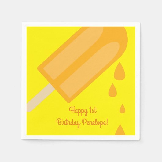 Serviette En Papier Popsicle mignonne Été 1er Anniversaire Thème de fê (Devant)
