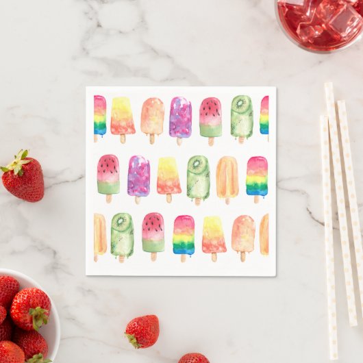 Serviette En Papier Popsicles d'aquarelle (En situation)