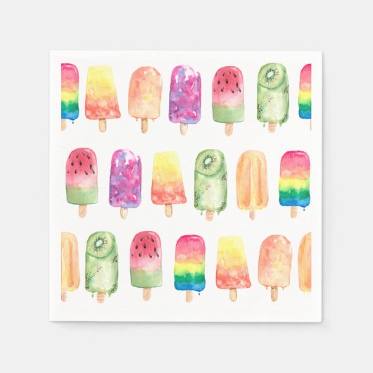 Serviette En Papier Popsicles d'aquarelle (Devant)