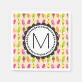 Serviette En Papier Popsicles et crème glacée Monogramme personnalisé (Devant)