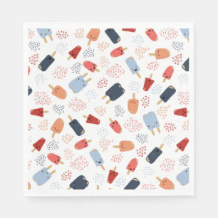 Serviette En Papier Popsicules patriotiques en Aéron rouge, blanc et b