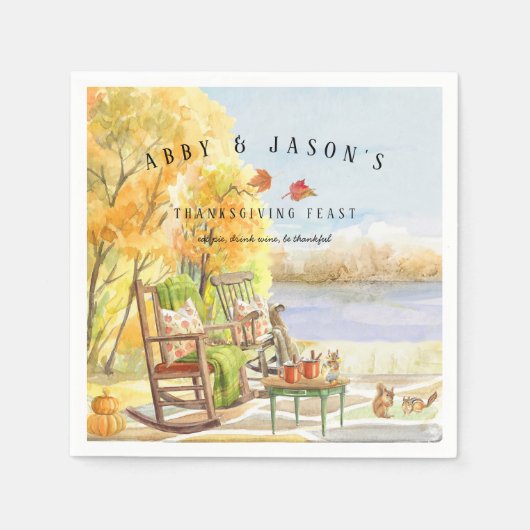 Serviette En Papier Porche d'automne rustique | Thanksgiving (Devant)