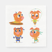 Serviette En Papier Porcs qui s'activent (Devant)