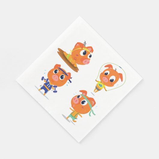 Serviette En Papier Porcs qui s'activent (Coin)