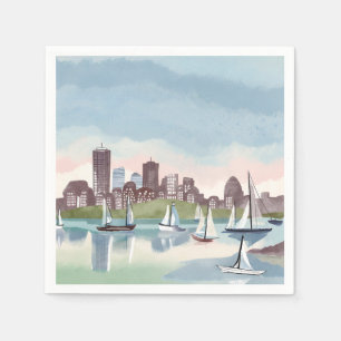 Serviette En Papier Port de Boston   Boston Massachusetts Aquarelle