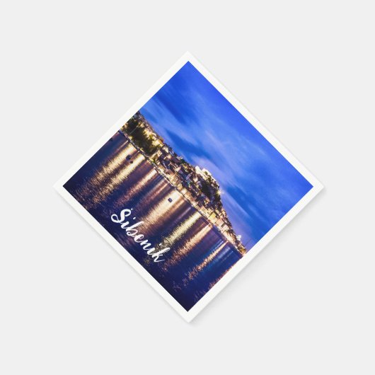 Serviette En Papier Port éclairé en Sibenik, Croatie (Coin)