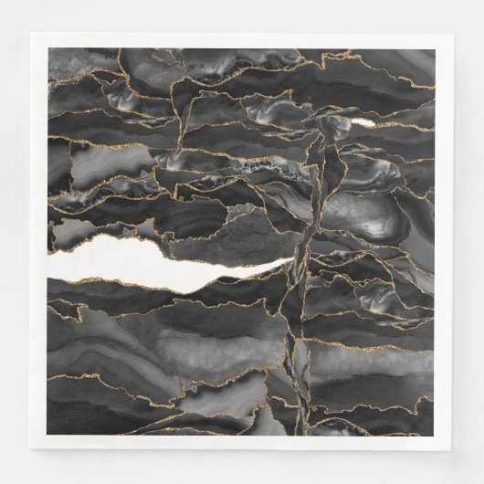 Serviette En Papier Porte de Parties scintillant noir et or (Devant)