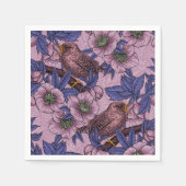 Serviette En Papier Porté et hélico, rose et violet (Devant)