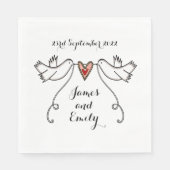 Serviette En Papier Portes blanches personnalisées et Mariage de coeur (Devant)