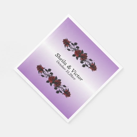 Serviette En Papier Portes en fer gothique Rose rouge gothique violet  (Coin)