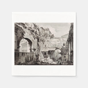 Serviette En Papier Portique d'Octavie Rome Art en Noir et Blanc