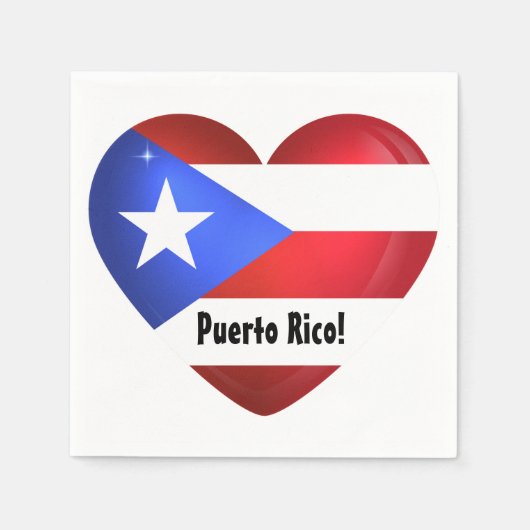 Serviette En Papier Porto Rico - Coeur du drapeau (Devant)