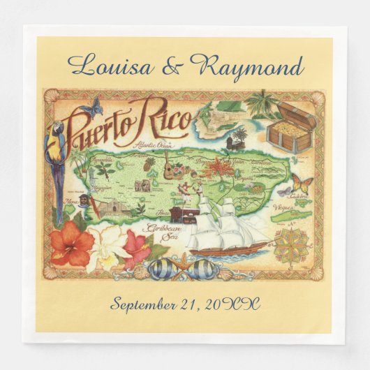 Serviette En Papier Porto Rico Paper Napkin (Devant)
