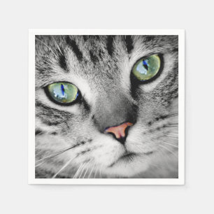Serviette En Papier Portrait aux yeux verts mignon de chat