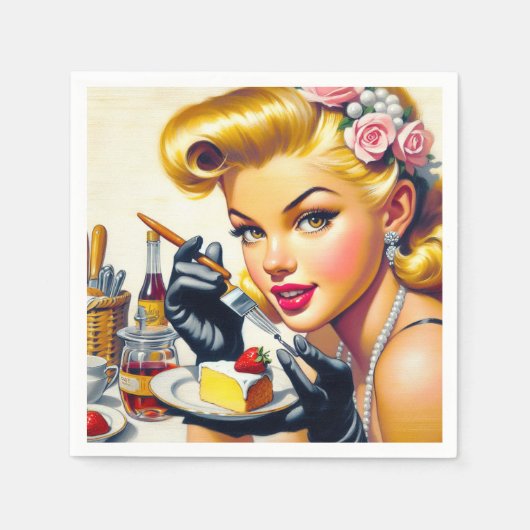 Serviette En Papier Portrait Belle broche vers le haut (Devant)