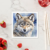 Serviette En Papier Portrait d'aquarelle Wolf (En situation)