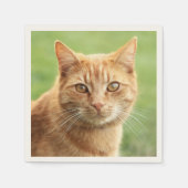 Serviette En Papier Portrait de chat orange mignon (Devant)
