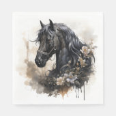 Serviette En Papier Portrait de cheval de beauté noir (Devant)
