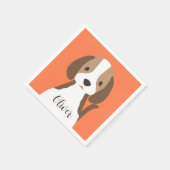 Serviette En Papier Portrait de chien marron et blanc mignon (Coin)