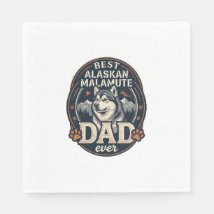 Serviette En Papier Portrait de chien père Malamute d'Alaska Badge Mon