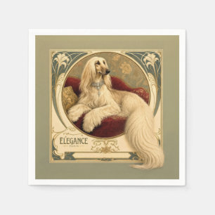 Serviette En Papier Portrait de lévrier afghan Art Nouveau