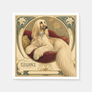 Serviette En Papier Portrait de lévrier afghan Art Nouveau