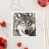 Serviette En Papier Portrait de loup (En situation)