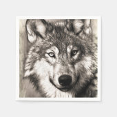 Serviette En Papier Portrait de loup (Devant)