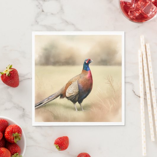 Serviette En Papier Portrait De Phéasé En Pré D'Or (En situation)