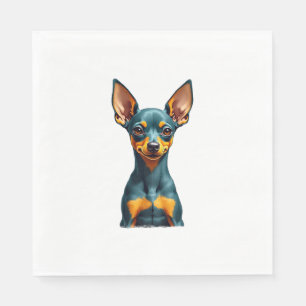 Serviette En Papier Portrait de Pinscher Miniature Vintage Coloré Grav