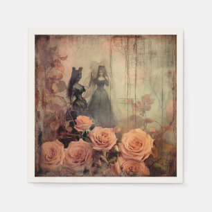 Serviette En Papier Portrait de rose victorienne gothique sombre