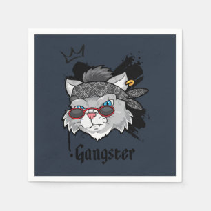 Serviette En Papier Portrait de rue Gangster Cat