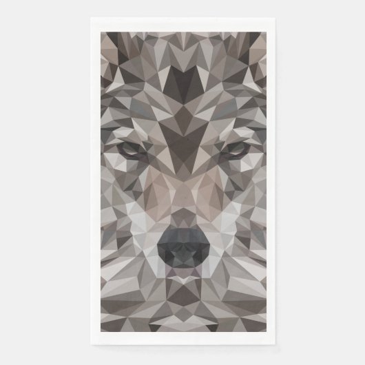 Serviette En Papier Portrait géométrique Wolf Lone (Devant)