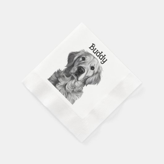 Serviette En Papier Portrait Golden Retriever (Coin)