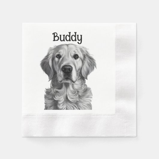 Serviette En Papier Portrait Golden Retriever (Devant)