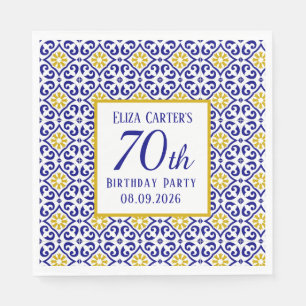 Serviette En Papier Portugais Carreaux Bleu 70e anniversaire Méditerra