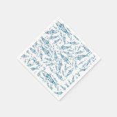 Serviette En Papier Portugais Lisbonne Sardines Motif Azulejos Blanc (Coin)