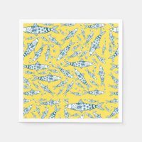 Portugais Lisbonne Sardines Motif Azulejos Jaune