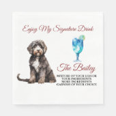 Serviette En Papier Portugais Water Dog Mariage Signature Boire (Devant)