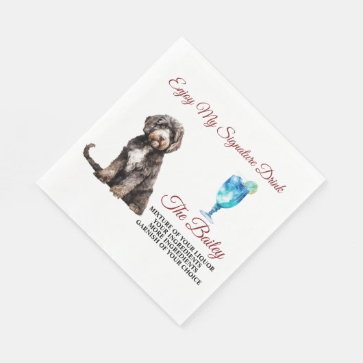 Serviette En Papier Portugais Water Dog Mariage Signature Boire (Coin)