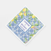 Serviette En Papier Portuguese Tiles Lemons Mediterranean Wedding (Coin)